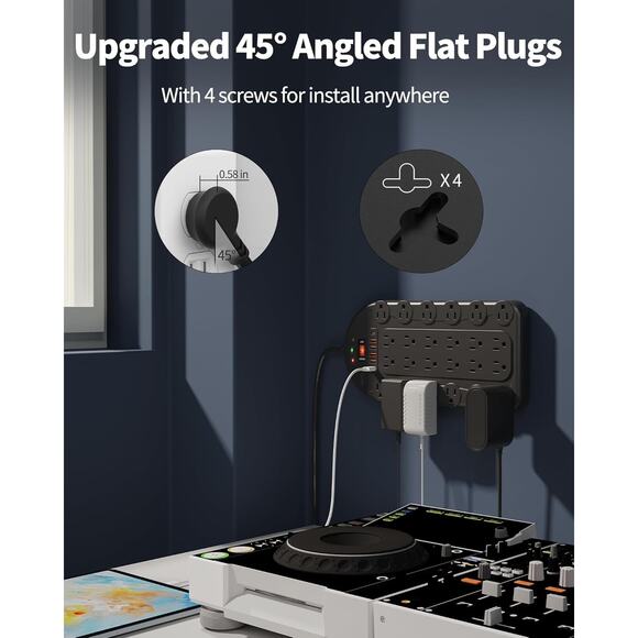 15Ft Power Strip Surge Protector, 3,400 Joules, DEPOW 24 AC Outlets, 6 USB - Picture 5 of 6